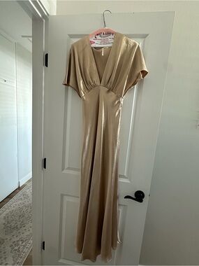 free people gold satin dress | Dresses | Free People Braided Strap Maxi NAV-LOUNGE